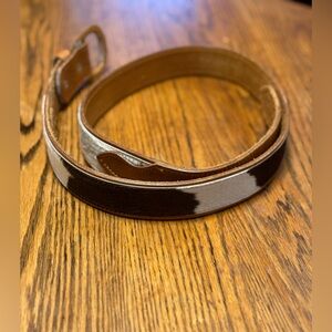 Hair on Hide Brown/White Western Cowboy Belt, Unisex, Sz 42